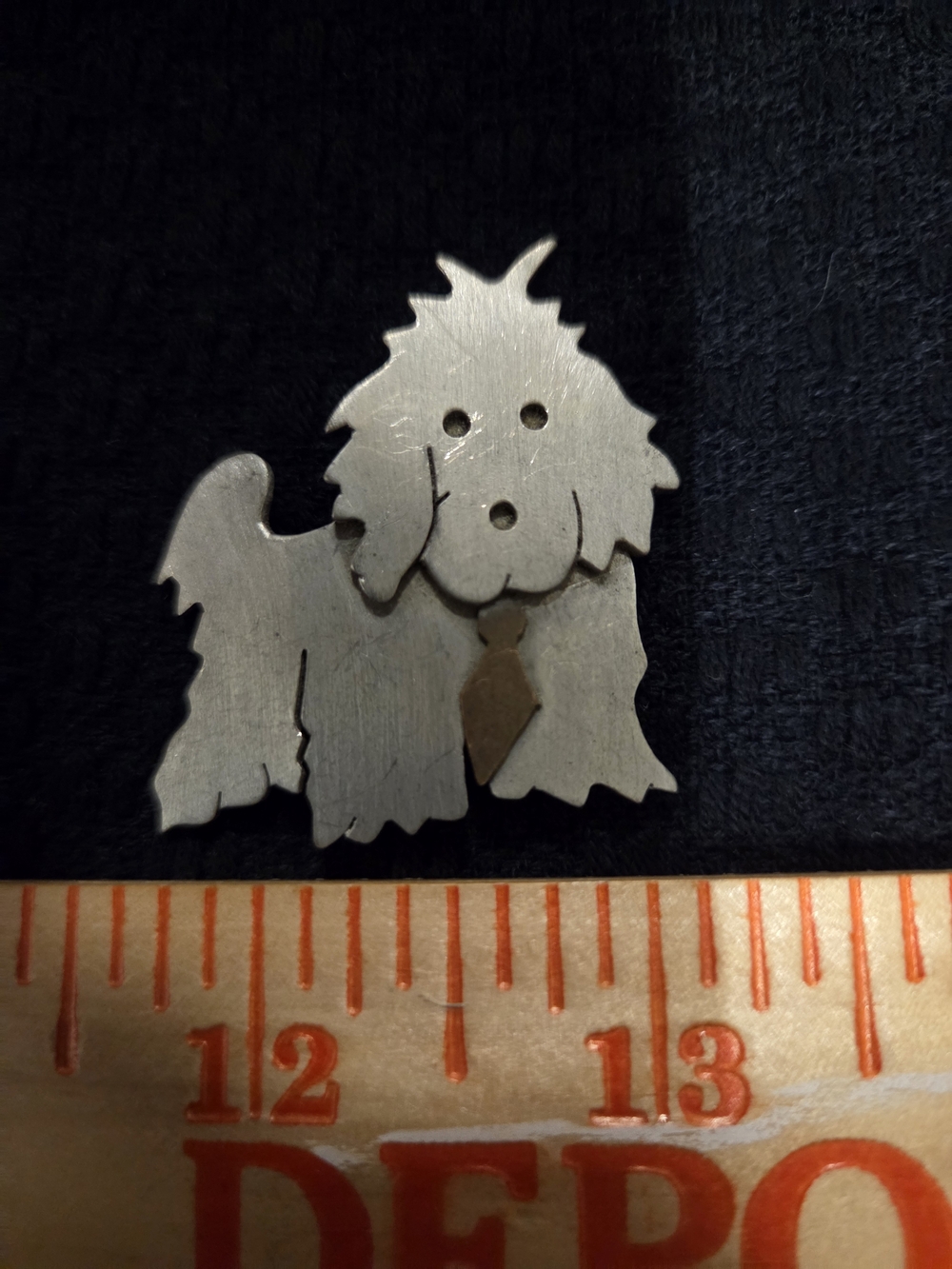 Silver Dog Charm Pin — Petite Shaggy Dog Design